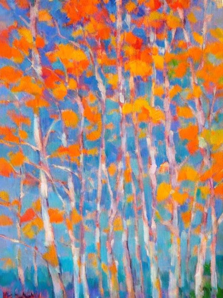 European White 2 Birch tree Abstract Block Colour