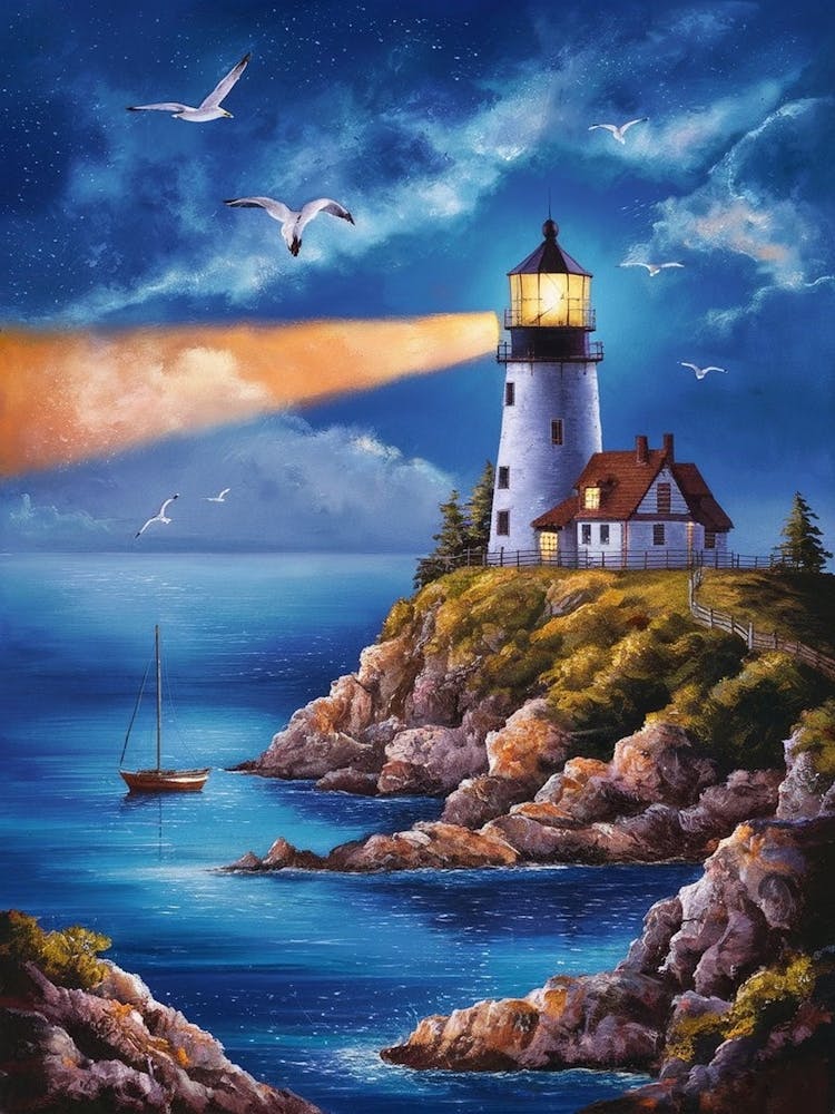 Lighthouse At Night 3