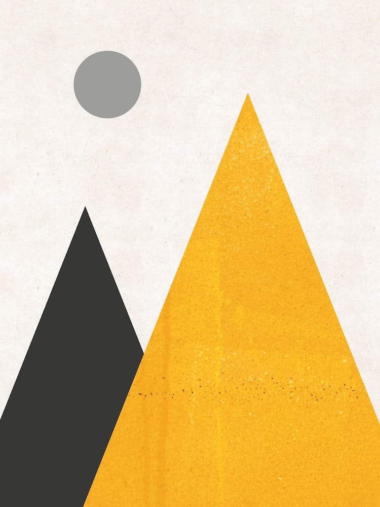 Mountains And Moon Mustard Abstract
