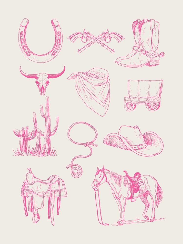 Western Flash Sheet Wall Art | Cactus Desert Wall Art |Pink Cowboy Cowgirl Western Living Room Bedroom 1