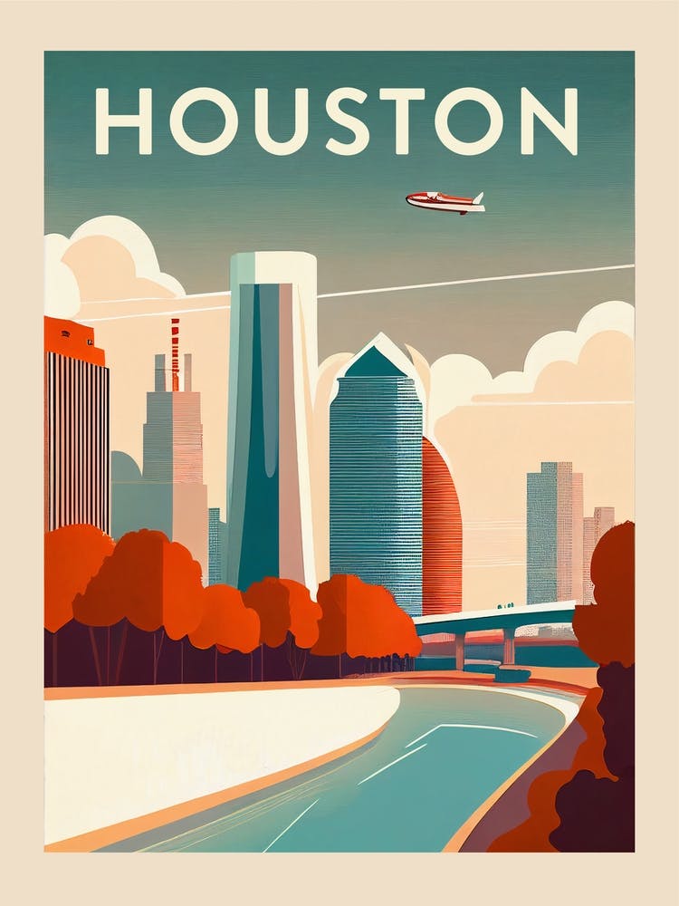 Houston Vintage Travel Poster