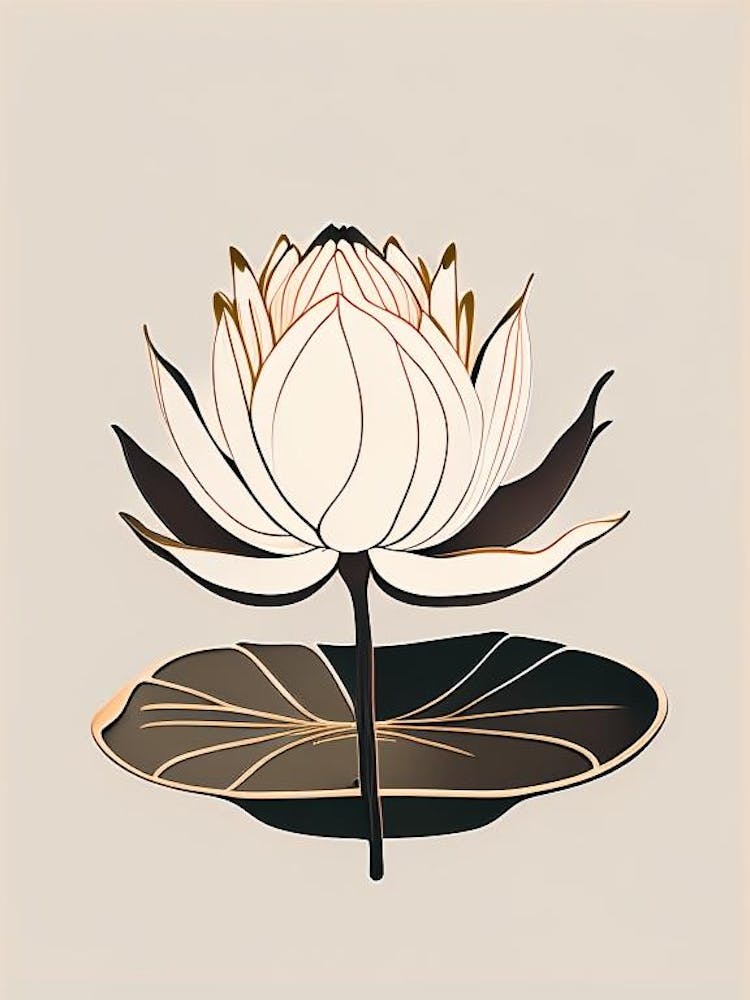 Blühende Lotusblume im Teich Retro Minimal 5