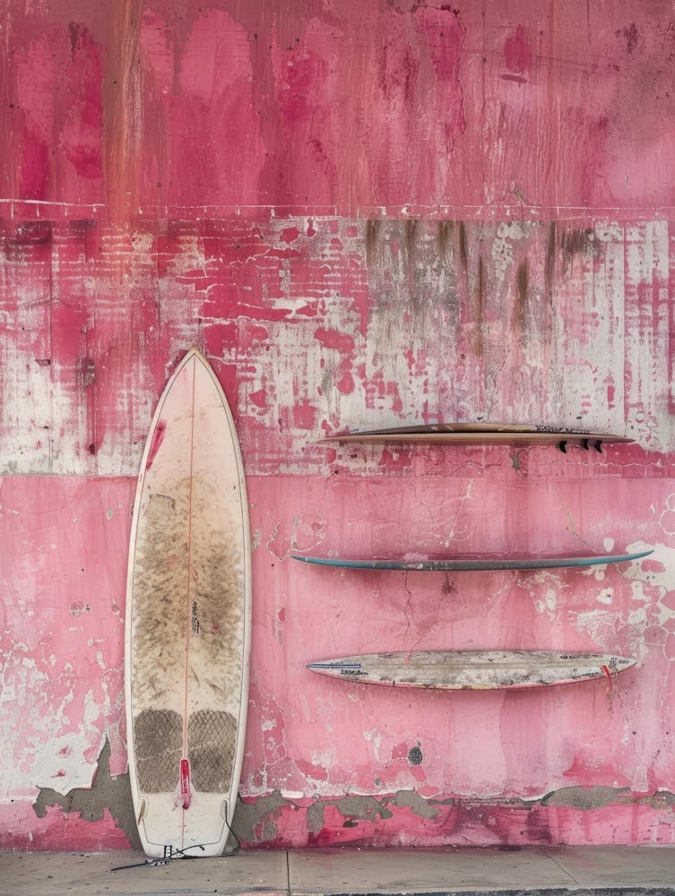 Surfboards Against A Pink Wall