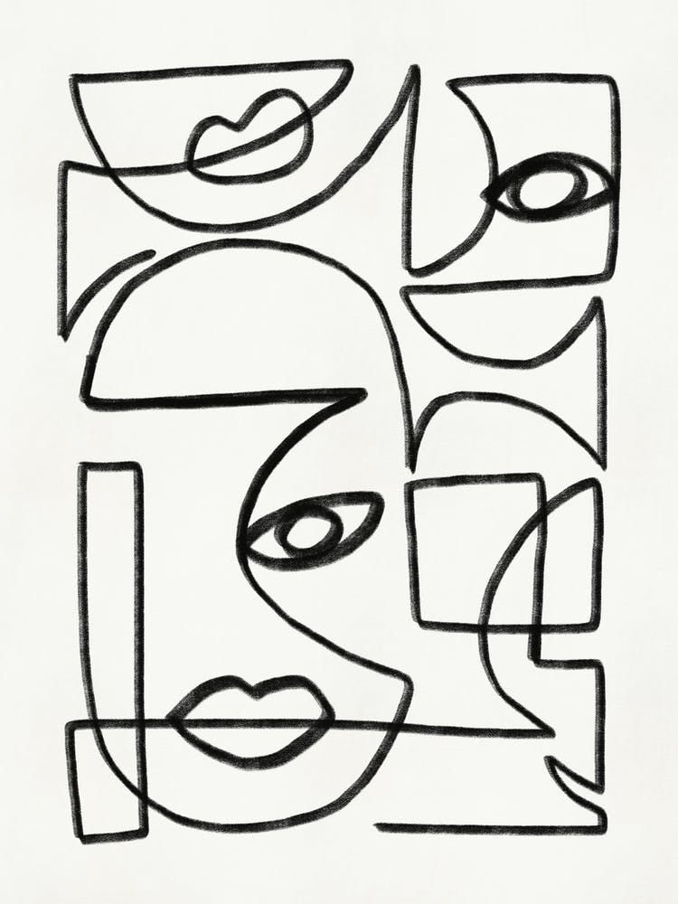 Abstract Line Art Faces