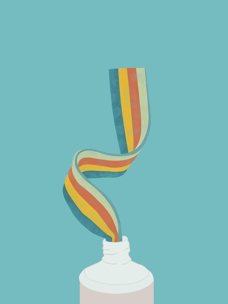Bottle With A Rainbow Ribbon