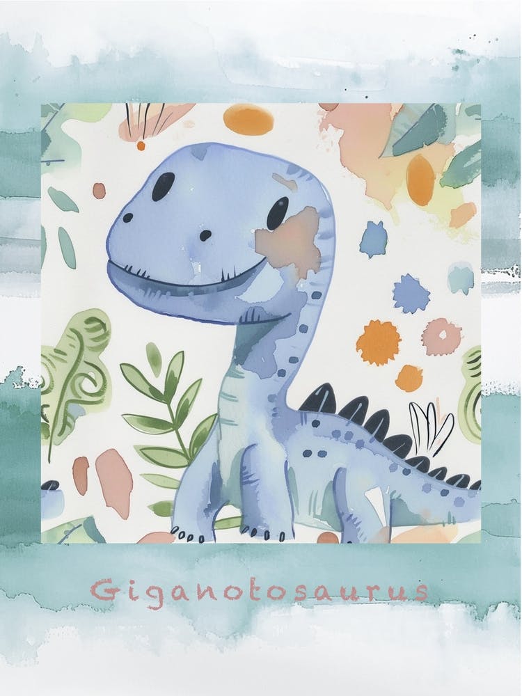 Cute Muted Pastels Giganotosaurus Dinosaur 1 Poster