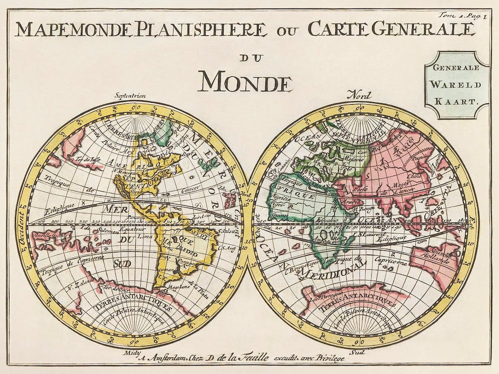 Wereldkaart Mapemonde Planisphere Ou Carte Generale Du Monde (1735)