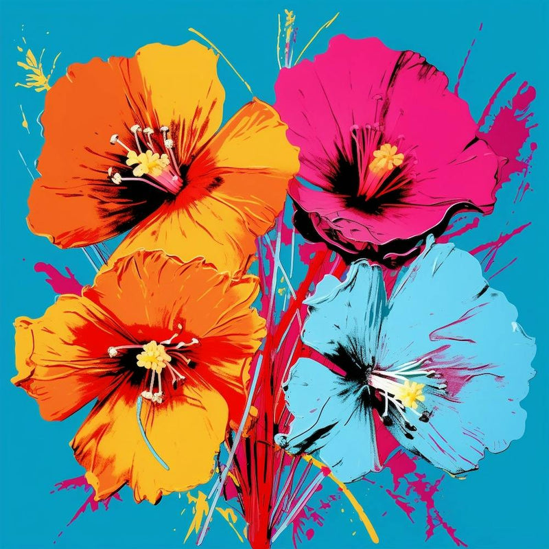 Andy Warhol Style Pop Art Flowers Veronica Flower 1 Square