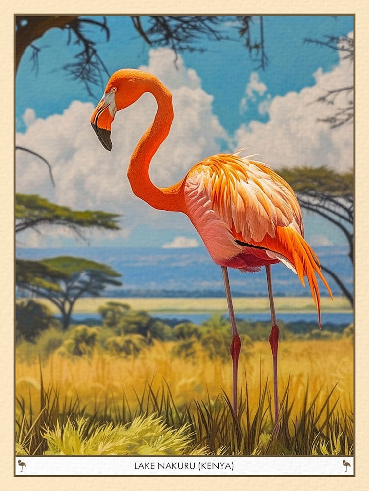 Greater Flamingo Lake Nakuru Nakuru Kenya Tropical Illustration 4 Poster