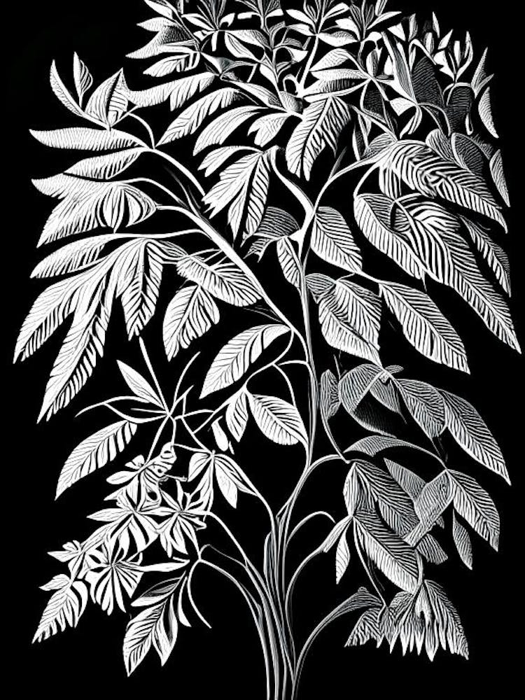 Tree Of Heaven Leaf Linocut