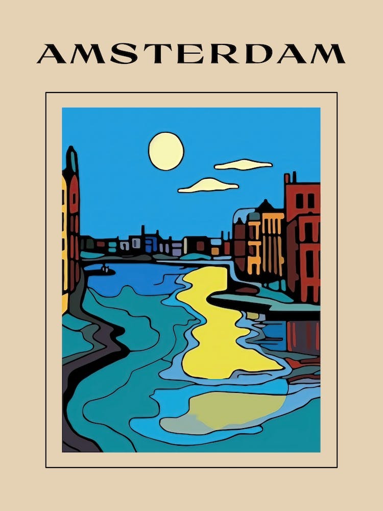 Minimal Design Style Of Amsterdam, Netherlands 1 Poster