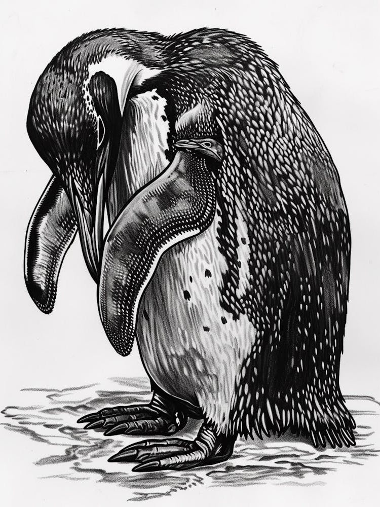 Emperor Penguin Preening Their Feathers 2