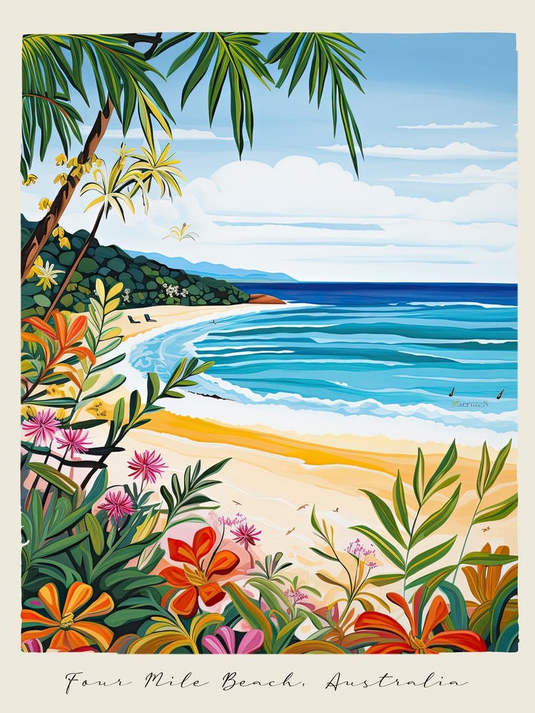 Poster Of Four Mile Beach, Australia, Matisse And Rousseau Style 4