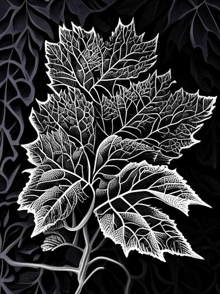 Blackberry Leaf Linocut 1
