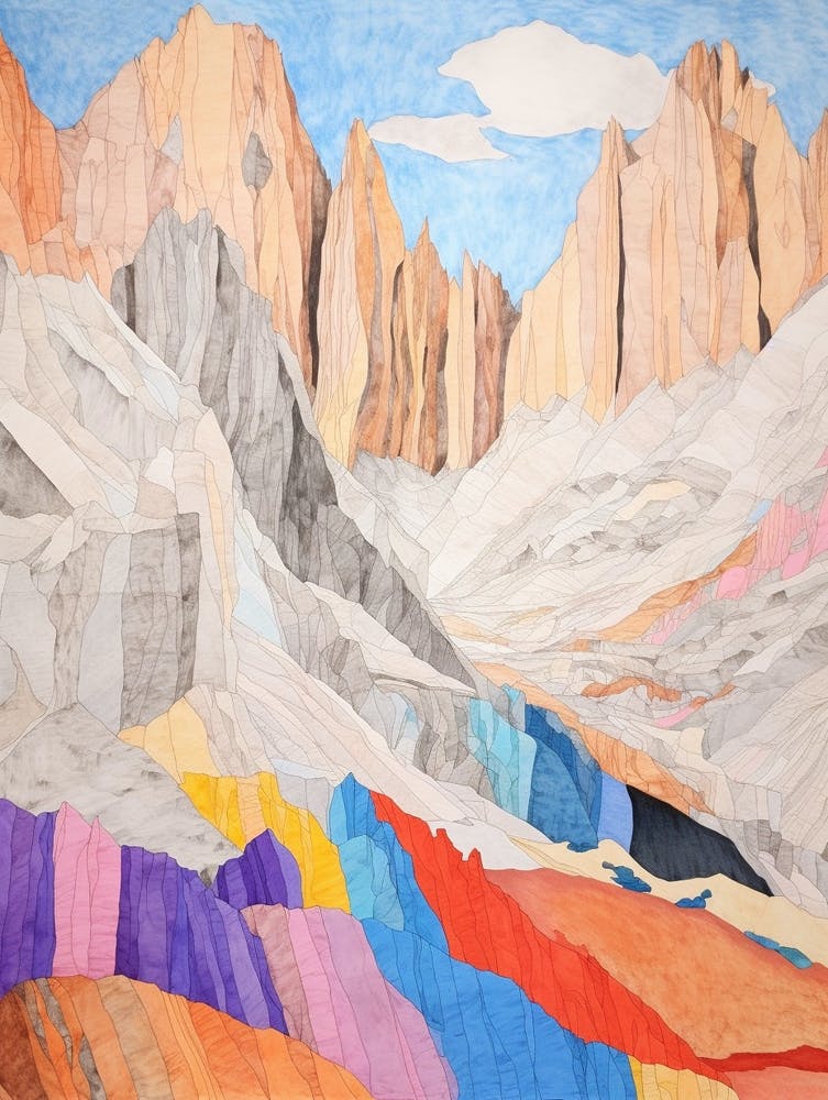 Mount Whitney United States 1 Colourful Mountain Illustration