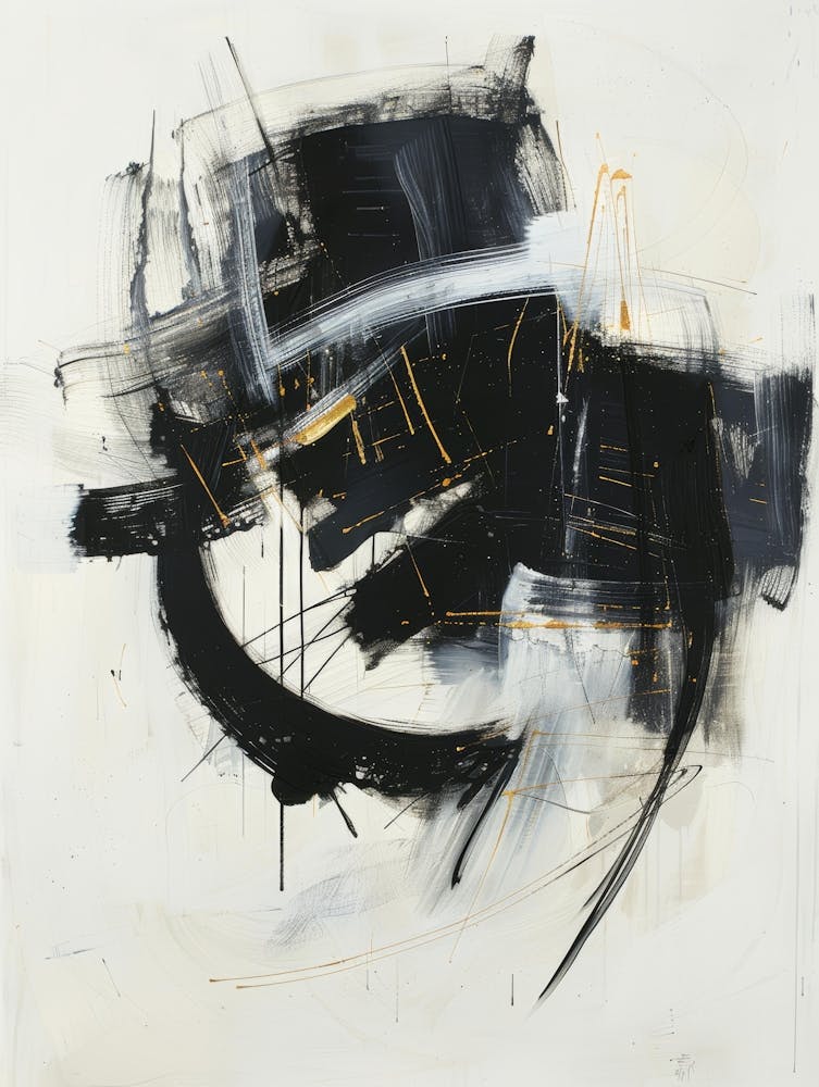 Abstract Black And White Painting 20