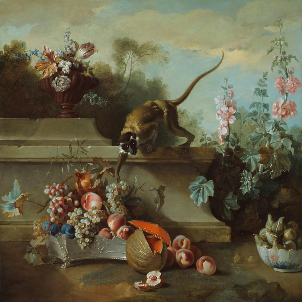 Stillleben mit Affe von Jean Baptiste Oudry