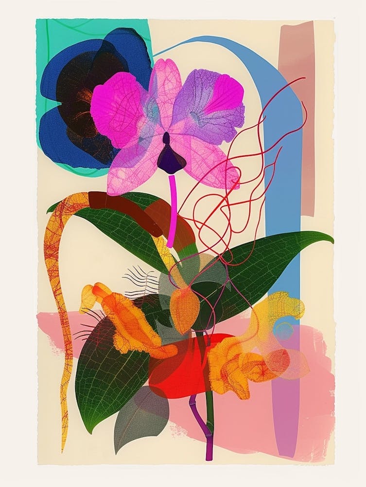 Monkey Orchid 1 Neon Flower Collage
