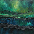 Seascape Abstract Painting Green and Blue Color