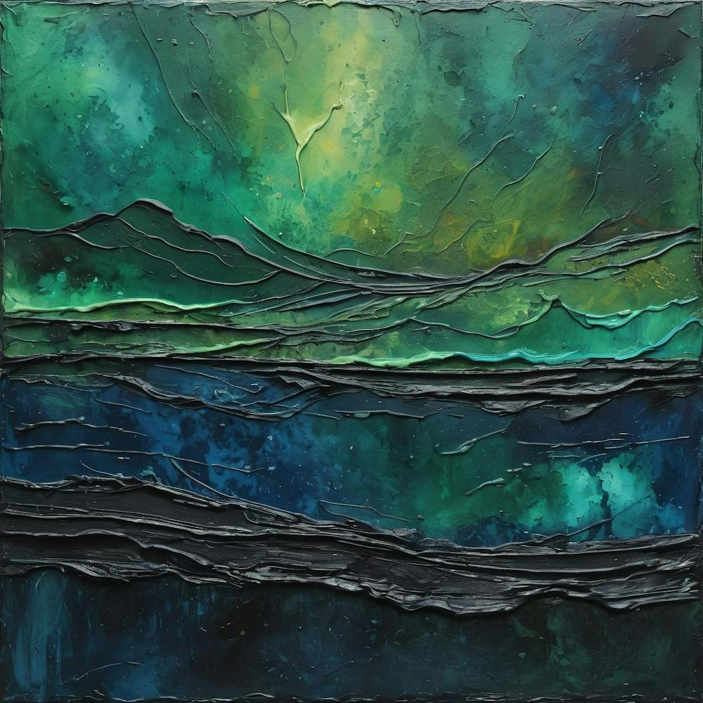 Seascape Abstract Painting Green and Blue Color