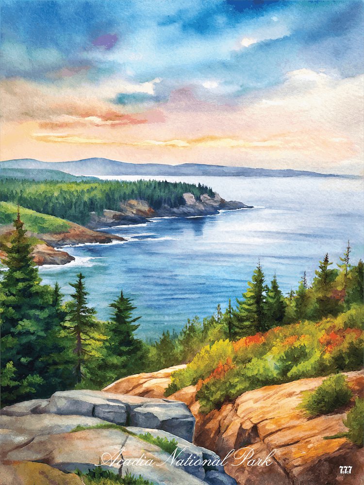 Acadia National Park Watercolor Painting