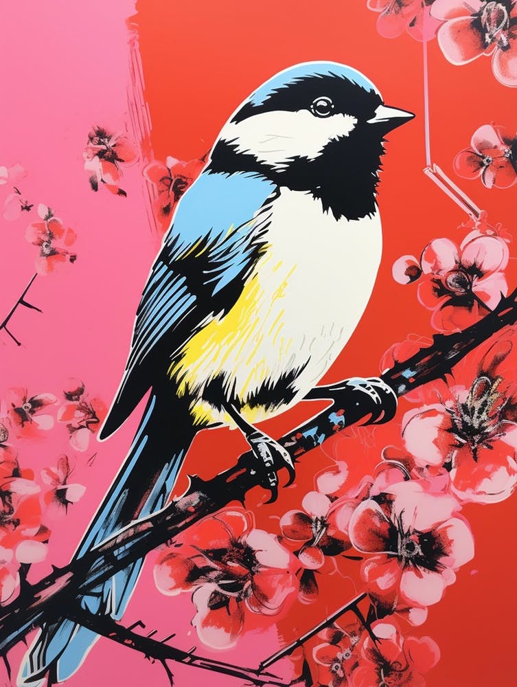 Andy Warhol Style Bird Carolina Chickadee 2