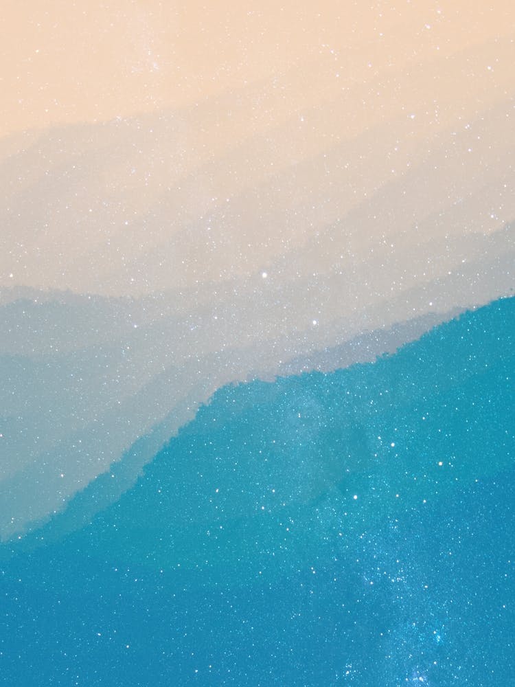 Minimal art abstract watercolor painting of evening blue sky