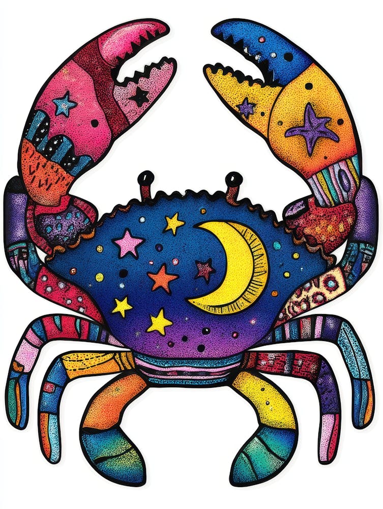 Crab With Moon And Stars