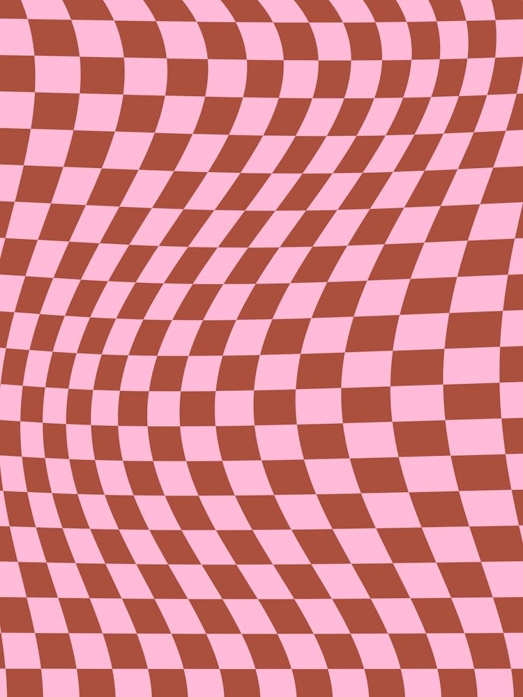 Retro Warped Check Pink And Rust Brown