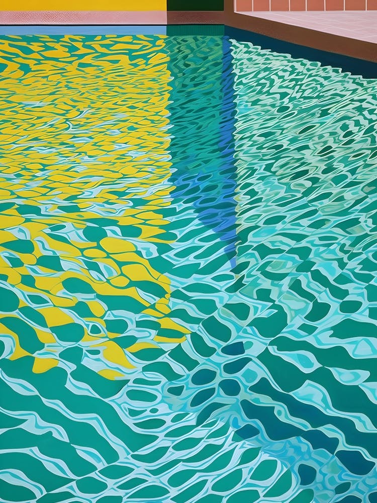 Yellow Sunset Aqua Blue Swimming Pool