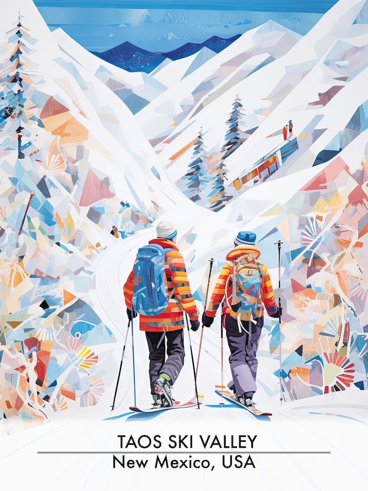 Taos Ski Valley   New Mexico Usa, Ski Resort Poster Illustration 0