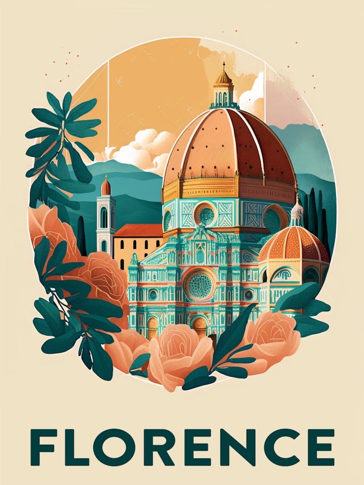 Florence 3 Affiche de Voyage Vintage