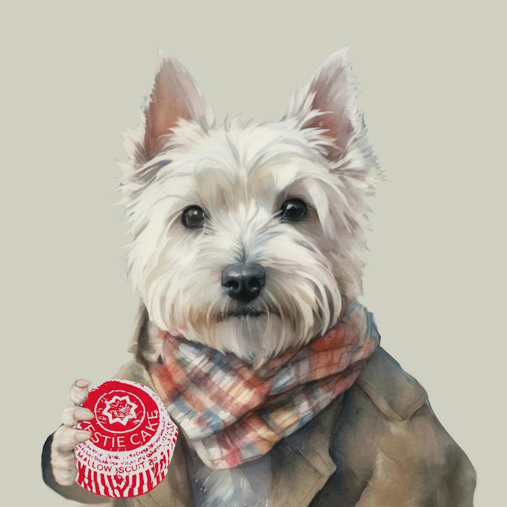 West Highland Terrier with Scottish Teacake