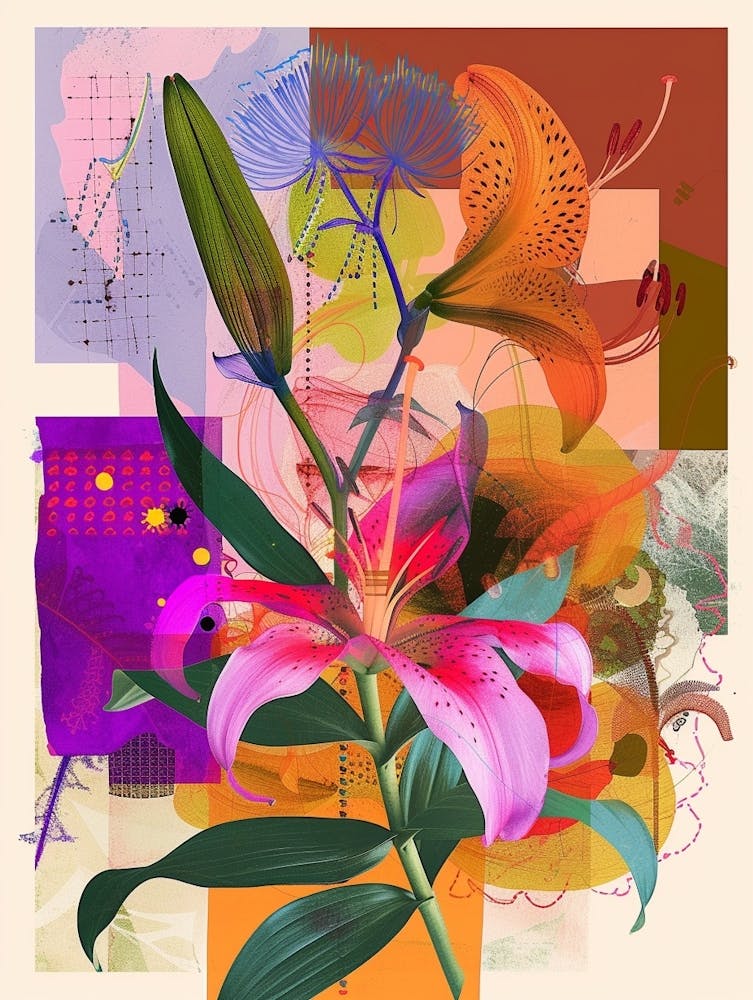 Lily 4 Neon Blumen Collage