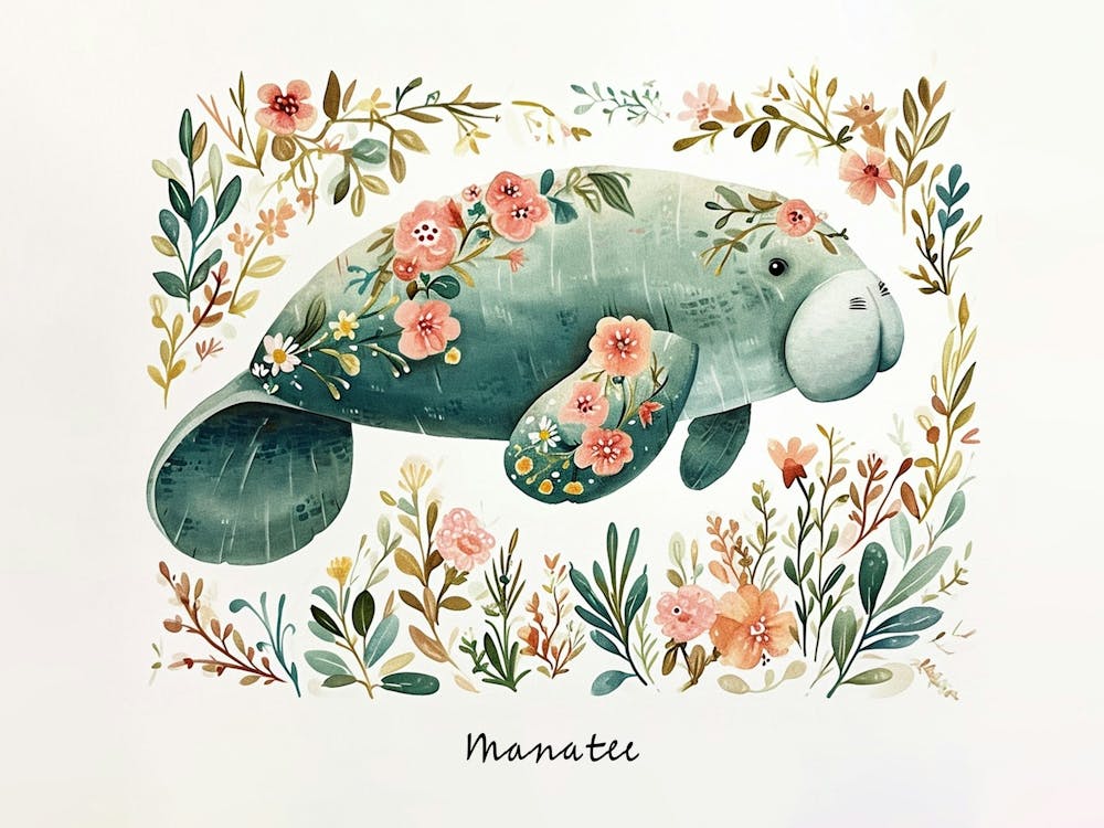Little Floral Manatee 1 Poster