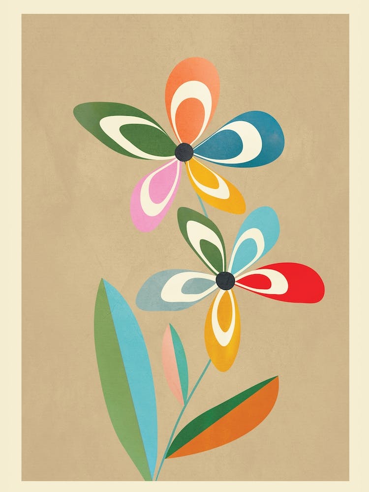 Mid Century Abstract Flowers 01