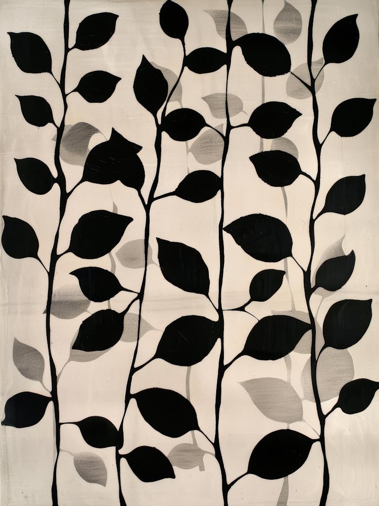 'Black And White Leaves' 1