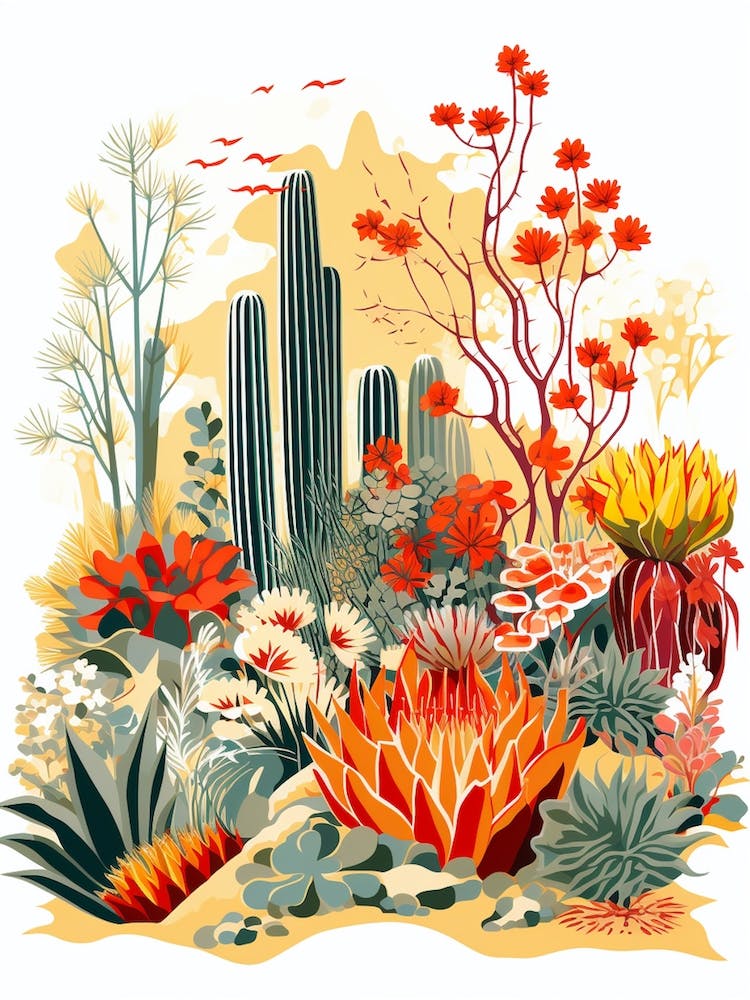 Desert Botanical Garden Usa Modern Illustration 2