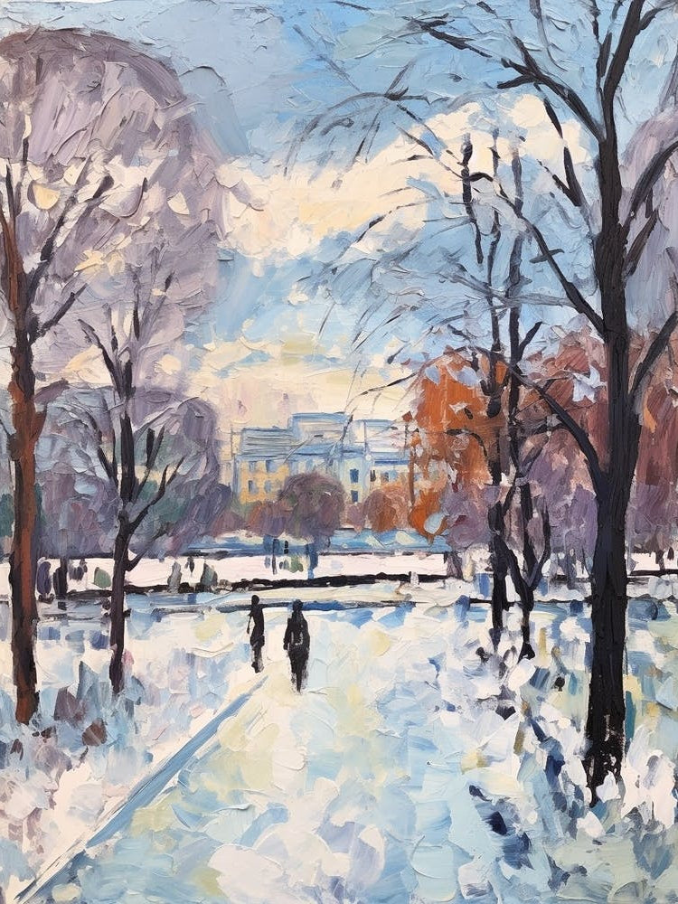Winter City Park Painting Schnbrunn Palace Gardens Vienna 3