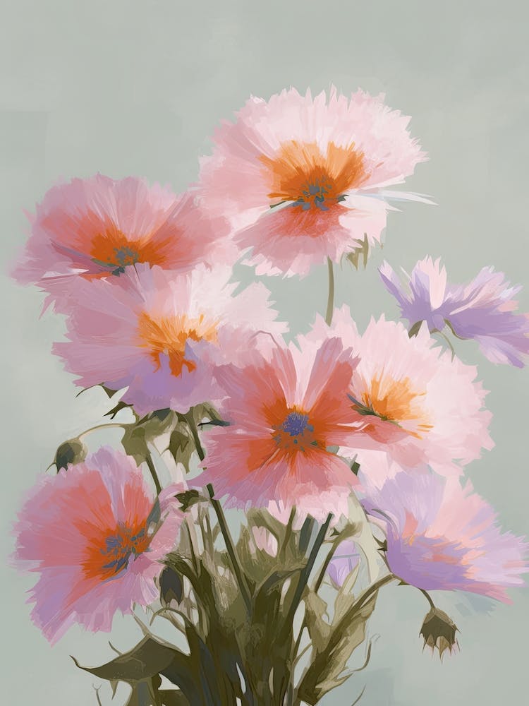 Aster Flowers Acrylic Pastel Colours 4