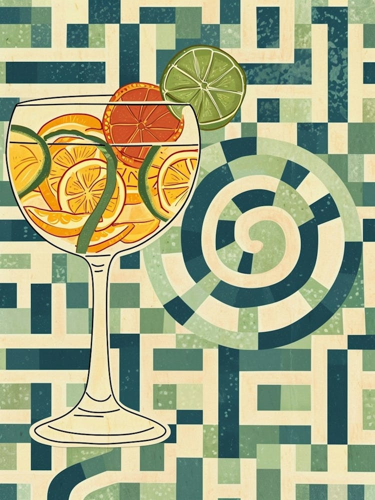Fruity Cocktail With Geometric Background 1
