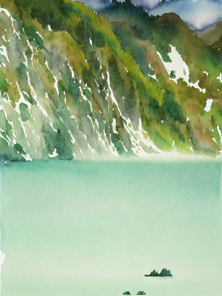 Fiordland National Park New Zealand Water Colour Poster