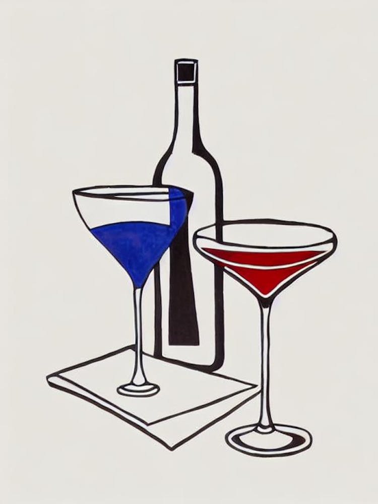 Schokolade MCocktail-Poster artini Picasso Linienzeichnung Cocktail-Poster