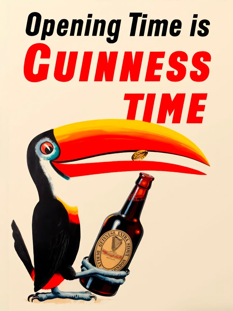 Guiness Toucan Vintage Poster Cocktails Kitchen