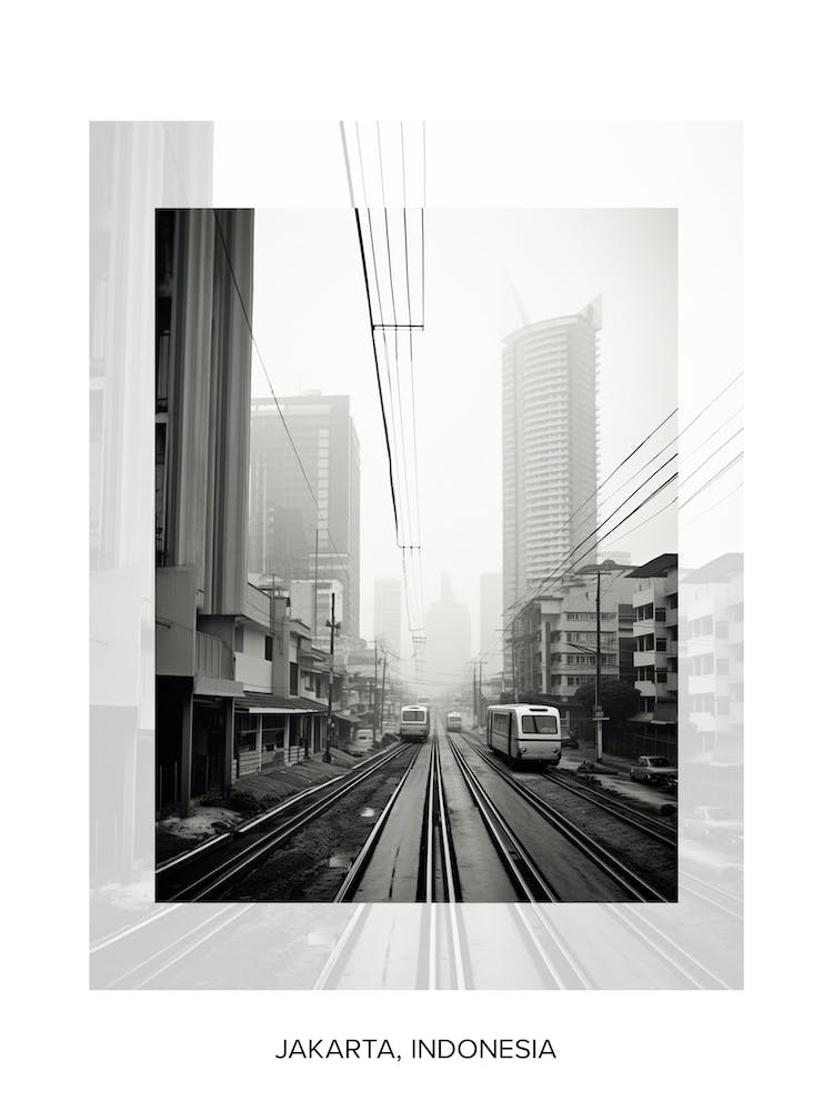 Poster Of Jakarta, Indonesia, Black And White Old Photo 4