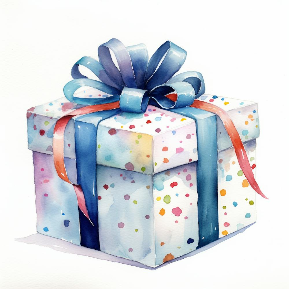 Marion7114 Extravagantly Wrapped Gift Watercolor White Backgrou 24b216bb B57e 4fa9 8942 92a5ce48be34