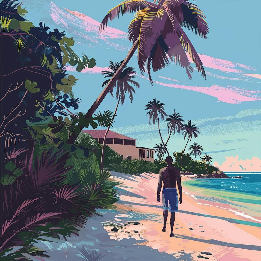 A Zanzibar Beaches In Tanzania Lofi Illustration