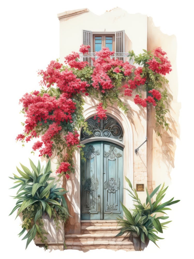 Beirut, Lebanon   Mediterranean Doors Watercolour Painting 4