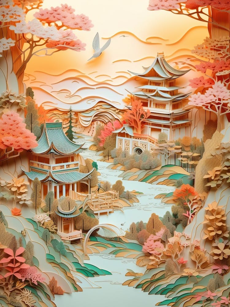 Paysage Japonais en Papier