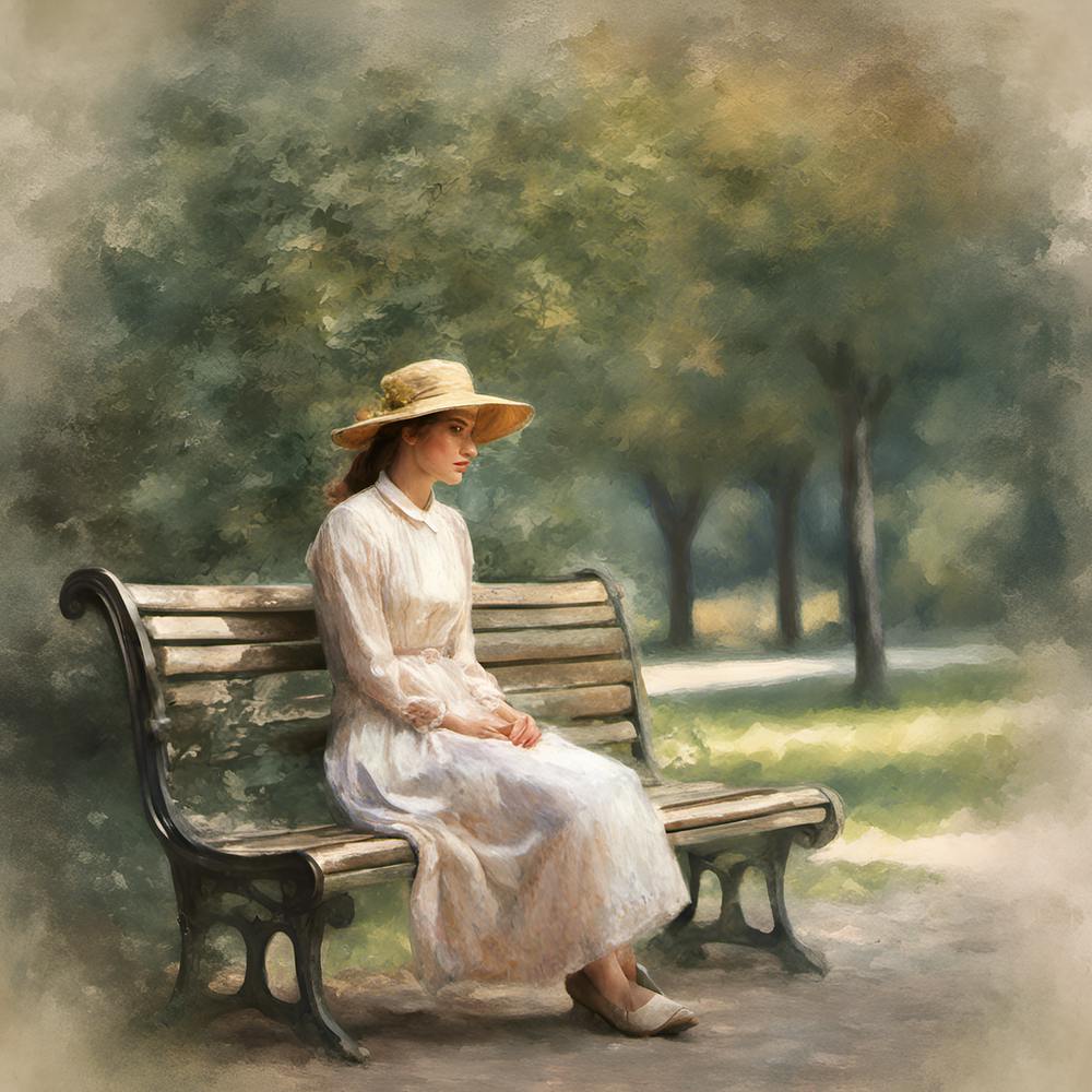 Woman Sitting On A Park Bench